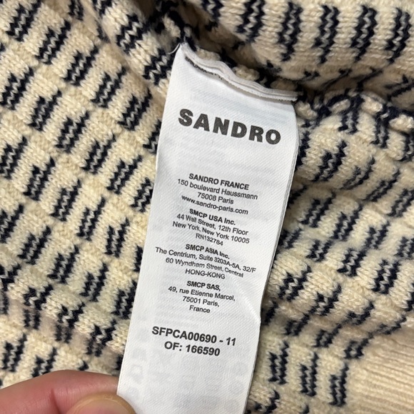 Sandro Black and White Knit Women's Cardigan Sweater - Picture 5 of 6